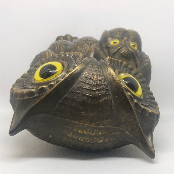 Vintage 70s Brass Owl with Baby Owl 🦉 Rare Hard To Find - Picture 7 of 7
